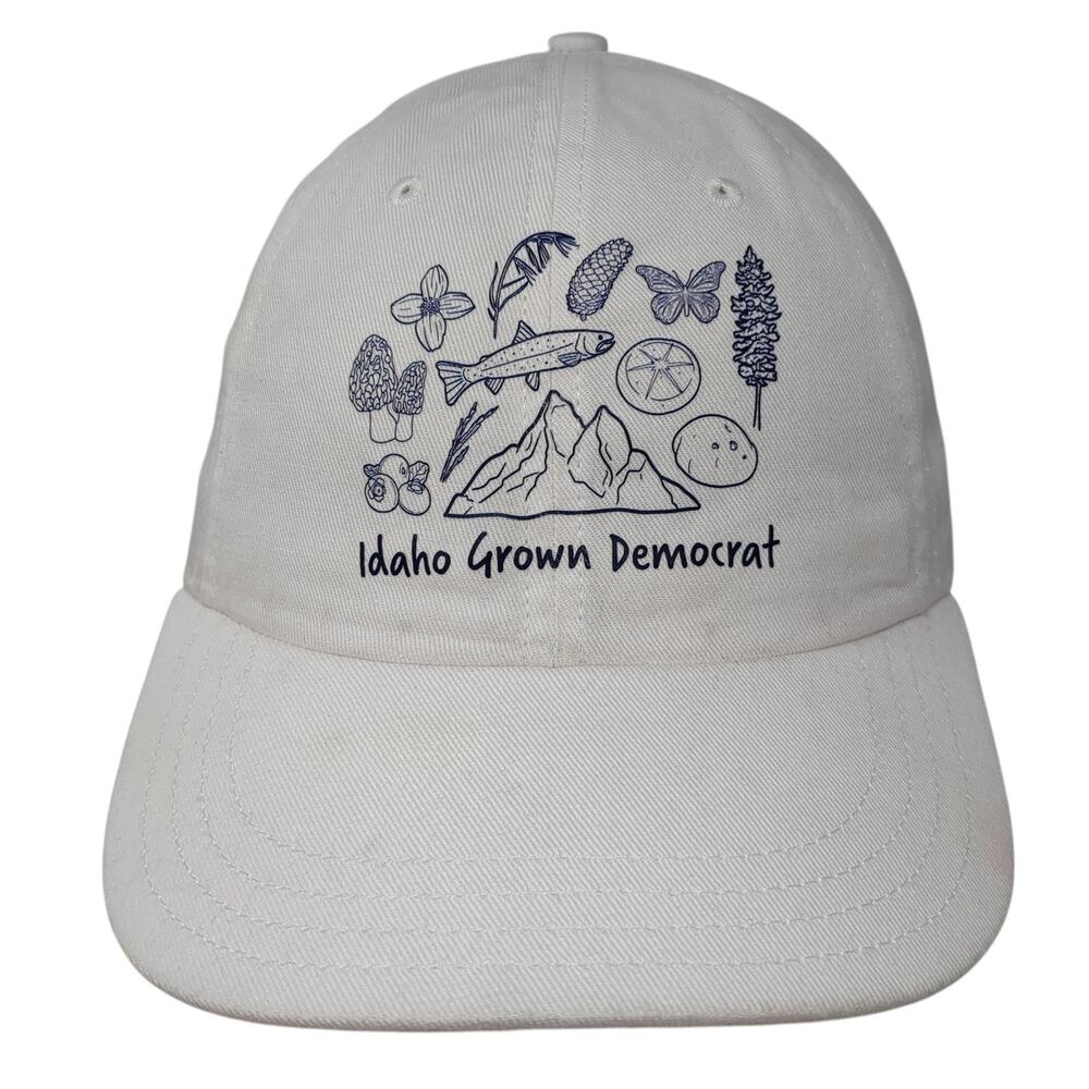 Idaho Grown Democrat Slideback Baseball Cap White One Size Adjustable Unionwear